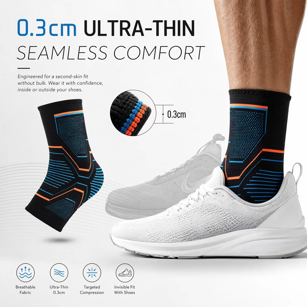 1 PCS Ankle Brace Compression Sleeves Injury Recovery Joint Pain Tendon Support, Plantar Fasciitis Foot Socks with Arch Support
